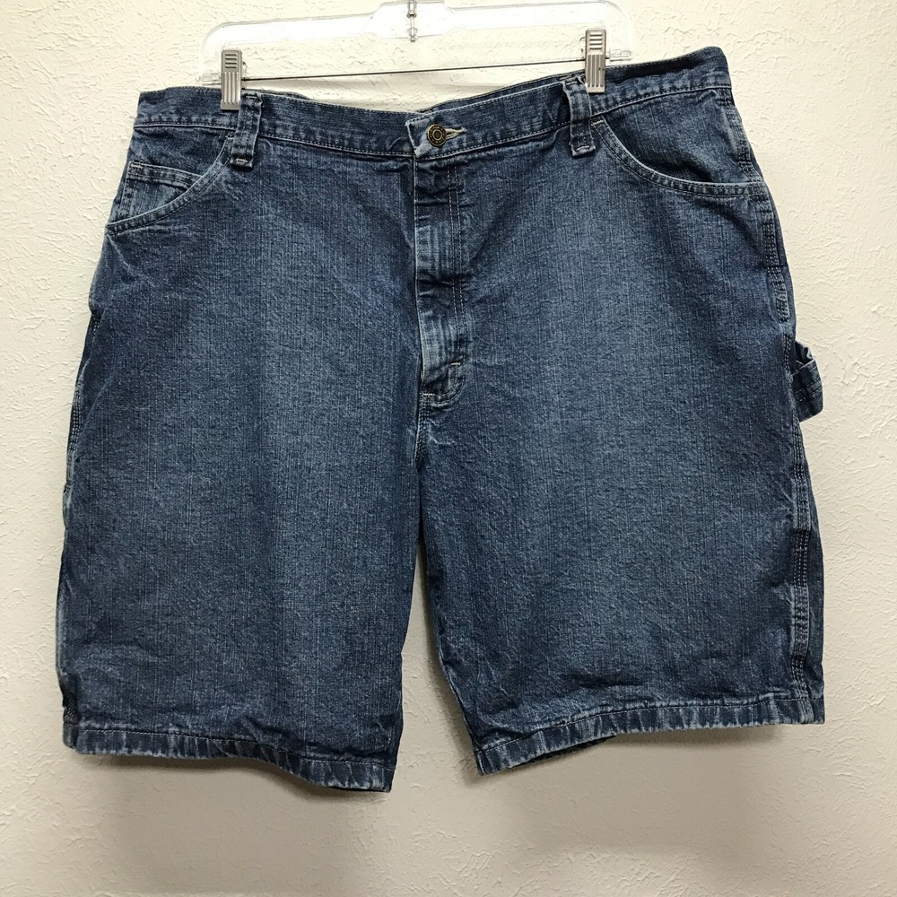 Wrangler Carpenter‎ Shorts Mens 40 Blue Denim Cotton Flat Front 10" Inseam
